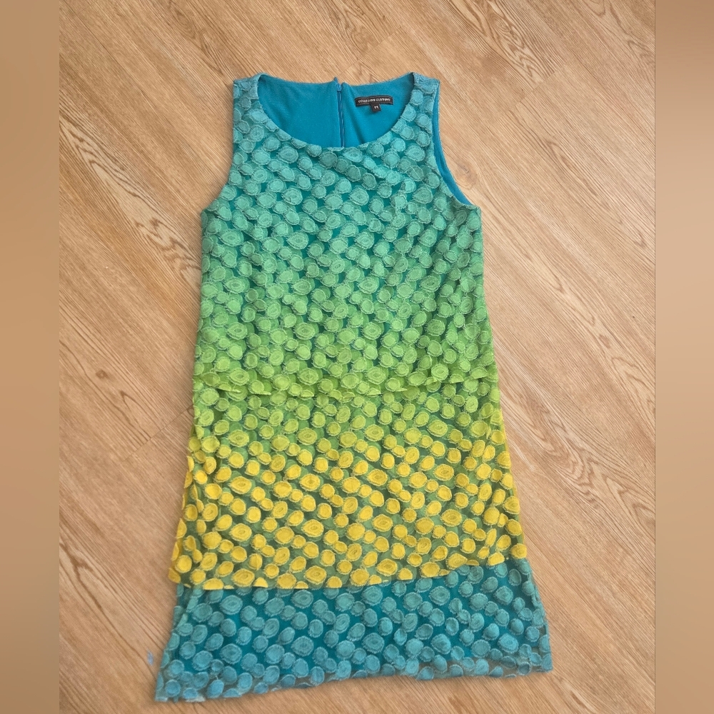 Vibrant Blue and Yellow Chiffon Dress